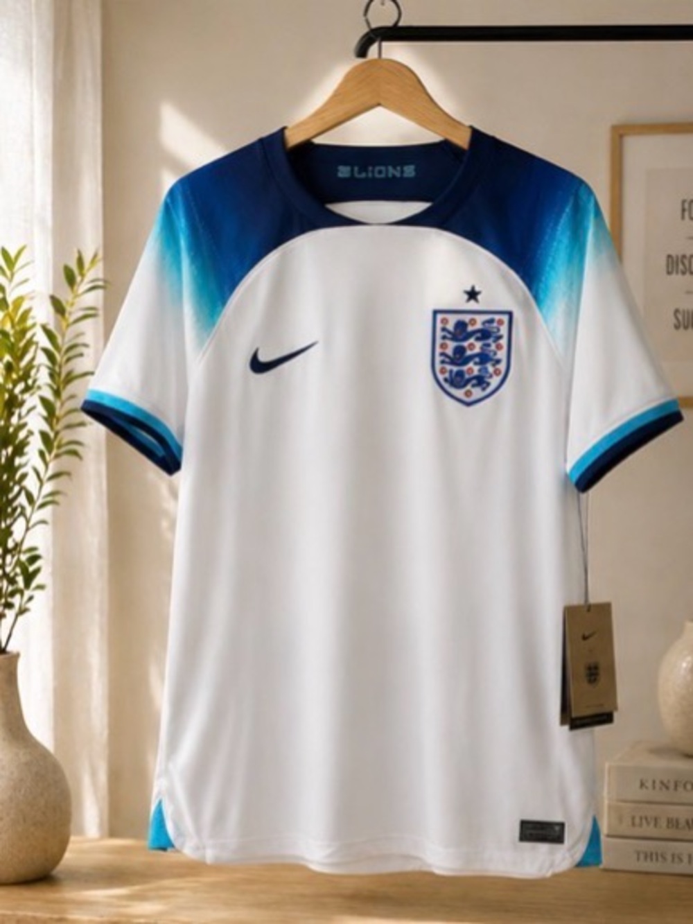 Nike White & Blue England Football Shirt